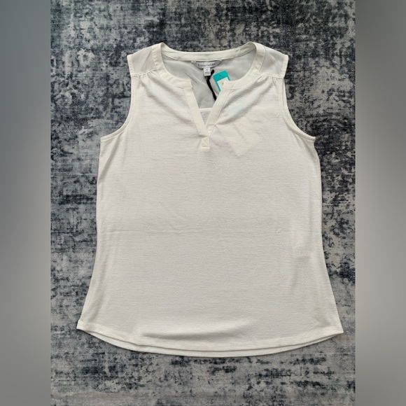 41 Hawthorn Tops - 41 Hawthorn Zariyah Split Neck Mixed Material Knit Top | Medium | White